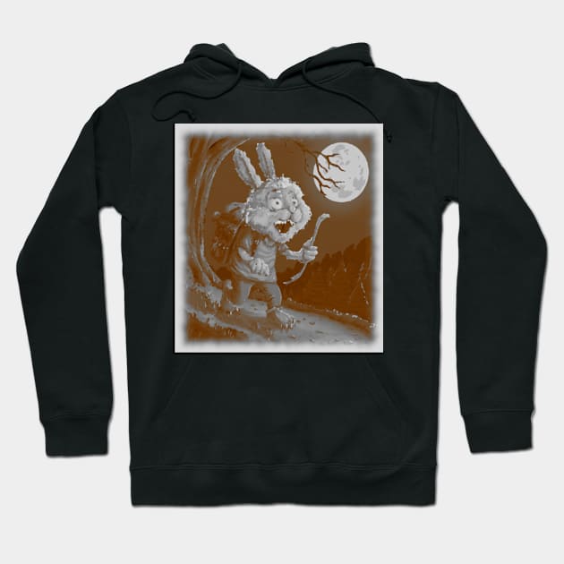 rabbit hiking under full moon Hoodie by Catbrat